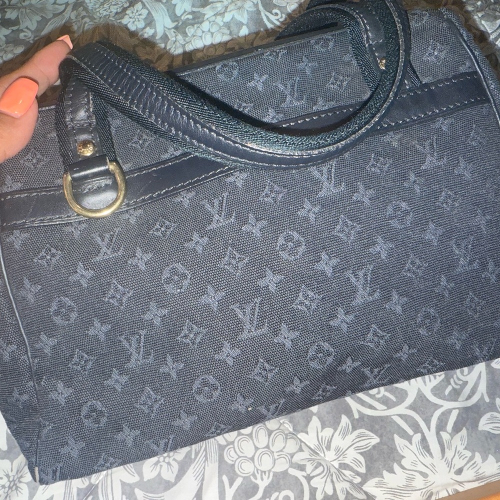 Louis vuitton navy mini Lin Josephine bag bundle with matching wallet